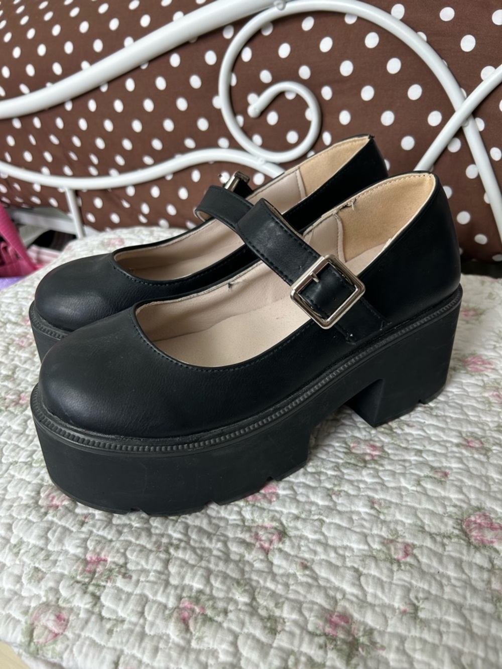 Amazon Black Mary Jane Platform Shoes with Buckle